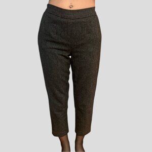 Babaton Pull On Dark Grey Herringbone Wool Blend Lined Ankle/Cropped Dress Pants